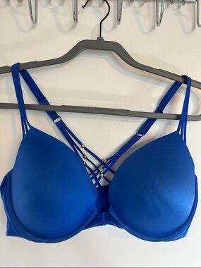 Victoria's Secret front hook Push-Up Strappy Bra in Royal Blue